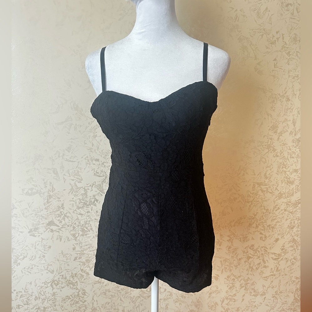 Black Lace Strapless Romper